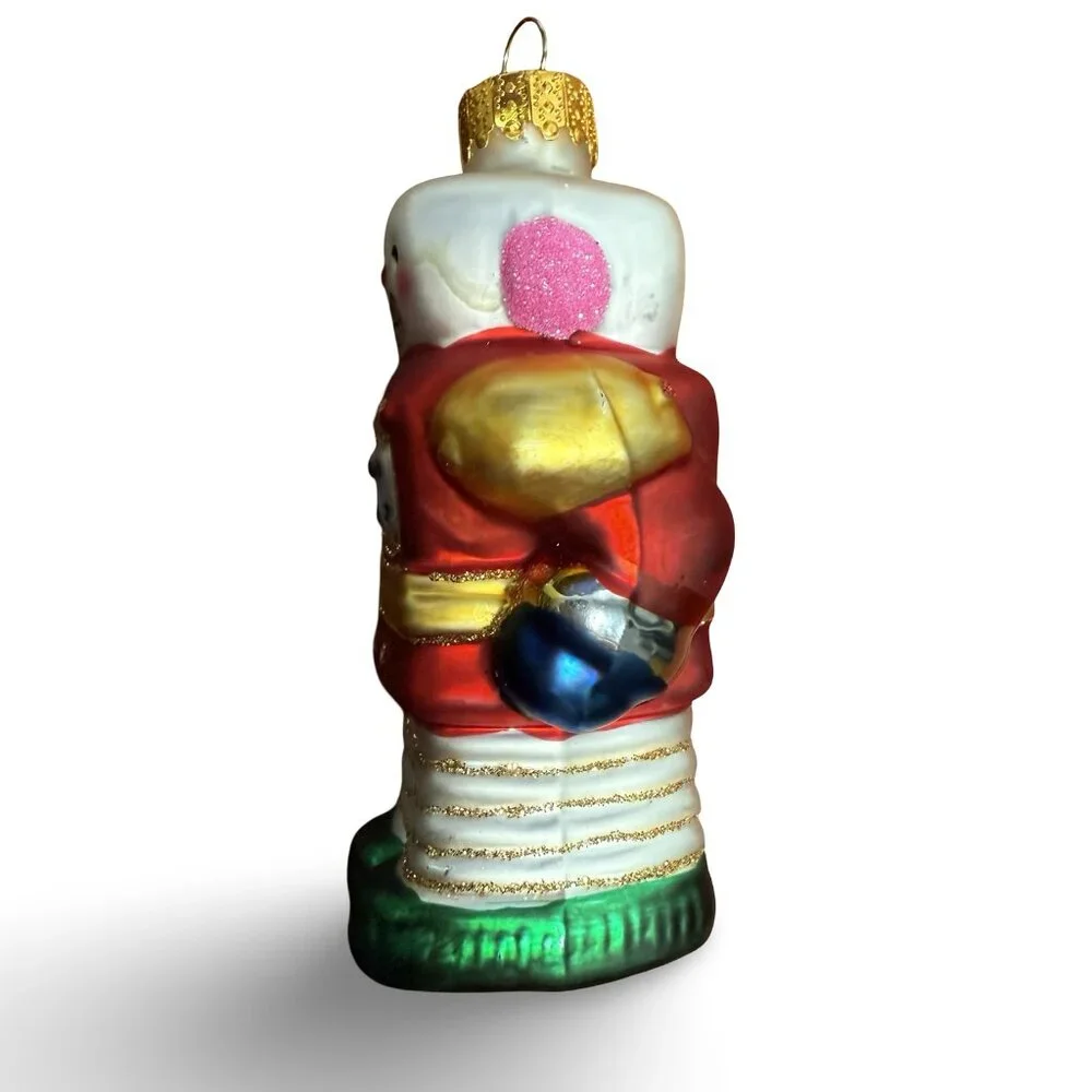 Vintage UT Glass Robot Christmas Ornament Retro Hand Painted‎ Multicolor Glitter
